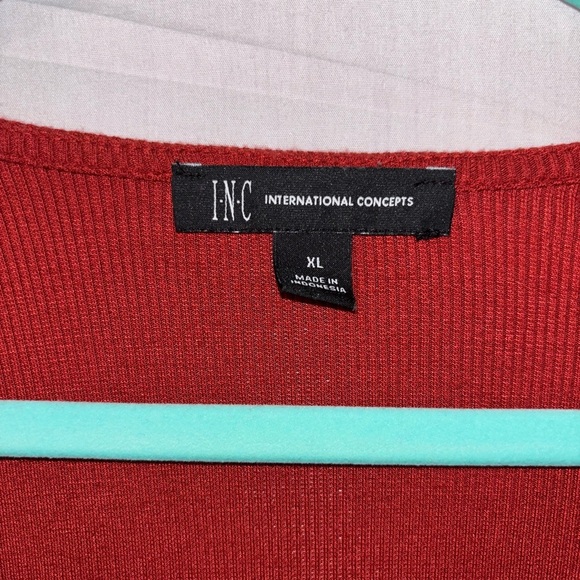 INC International Concepts Red V-Neck Blouse - Picture 2 of 8